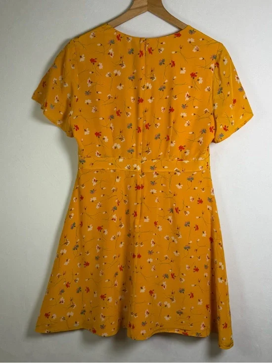 Madewell Silk Belladonna Dress Womens Sz 6 Yellow Floral Mini Cottage Boho Lux - Picture 3 of 11